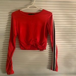 Red LongSleeve Crop Top